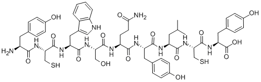 H-TYR-CYS-TRP-SER-GLN-TYR-LEU-CYS-TYR-OH,(DISULFIDE BOND BETWEEN CYS2 AND CYS 8, 199999-60-5, 结构式