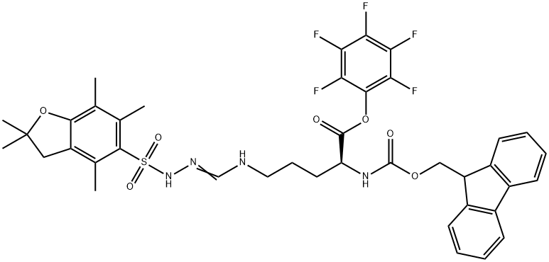 N-ALPHA-芴甲氧羰基-N-GAMMA-(2,2,4,6,7-五甲基二氢苯并呋喃-5-磺酰基)-L-精氨酸五氟苯酯 结构式