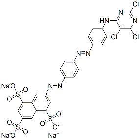 trisodium 3-[[4-[[4-[(2,5,6-trichloropyrimidin-4-yl)amino]phenyl]azo]phenyl]azo]naphthalene-1,5,7-trisulphonate  Struktur