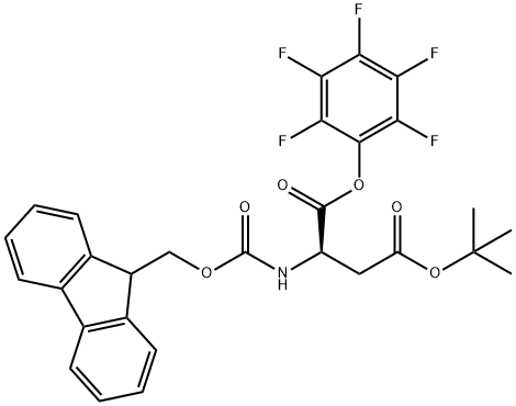 4-(叔丁基)1-(全氟苯基)((((9H-荧光素-9-基)甲氧基)羰)-D-天冬氨酸 结构式