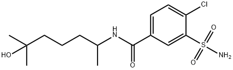 4-chloro-N-(5-hydroxy-1,5-dimethylhexyl)-3-sulphamoylbenzamide 结构式
