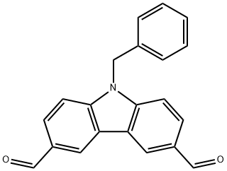 9-ベンジルカルバゾール-3,6-ジカルボキシアルデヒド 化学構造式