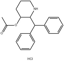 3-Piperidinol, 2-(diphenylmethyl)-, acetate (ester), hydrochloride, (- )- 结构式