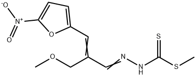 3-[2-(Methoxymethyl)-3-(5-nitro-2-furyl)allylidene]dithiocarbazic acid methyl ester 结构式