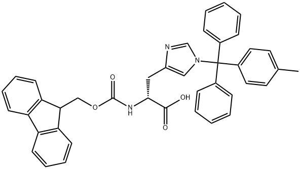 N-(9-芴甲氧羰基)-N'-(4-甲基三苯甲基)-D-组氨酸 结构式
