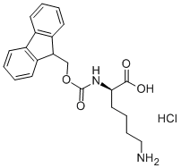 N-(9-芴甲氧羰基)-D-赖氨酸盐酸盐, 201002-47-3, 结构式