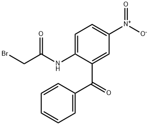 N-(2-ベンゾイル-4-ニトロフェニル)-2-ブロモアセトアミド 化学構造式