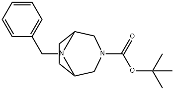 tert-butyl 8-benzyl-3,8-diaza-bicyclo[3.2.1]octane-3-carboxylate Struktur