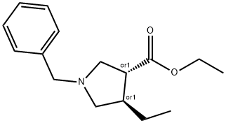(3R,4R)-1-苄基-4-乙基-3-吡咯烷羧酸乙酯,201228-21-9,结构式