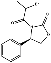 2-Oxazolidinone, 3-(2-bromo-1-oxopropyl)-4-phenyl-, (4R)- Struktur