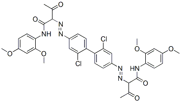 4,4'-ビス[[1-(2,4-ジメトキシフェニルアミノ)-1,3-ジオキソブタン-2-イル]アゾ]-2,2'-ジクロロ-1,1'-ビフェニル 化学構造式