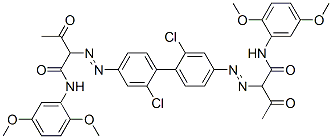 4,4'-ビス[[1-(2,5-ジメトキシフェニルアミノ)-1,3-ジオキソブタン-2-イル]アゾ]-2,2'-ジクロロ-1,1'-ビフェニル 化学構造式