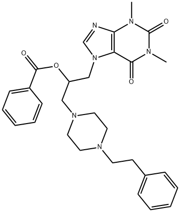 7-[2-(Benzoyloxy)-3-[4-(2-phenylethyl)-1-piperazinyl]propyl]-1,3-dimethyl-7H-purine-2,6(1H,3H)-dione 结构式