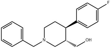 trans 1-Benzyl-4-(4-fluorophenyl)-3-piperidinemethanol Struktur