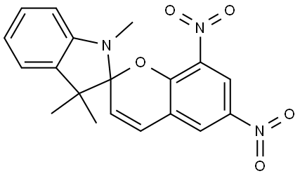 1',3'-Dihydro-1',3',3'-trimethyl-6,8-dinitrospiro[2H-1-benzopyran-2,2'-[2H]indole] 结构式