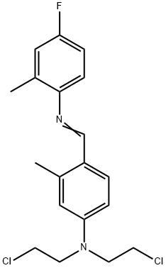 N,N-Bis(2-chloroethyl)-4-[[(4-fluoro-2-methylphenyl)imino]methyl]-3-methylaniline Struktur