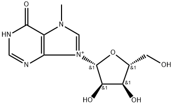 9-[(3R,4S,5R)-3,4-dihydroxy-5-(hydroxymethyl)oxolan-2-yl]-7-methyl-3H-purin-9-ium-6-one, 20245-33-4, 结构式