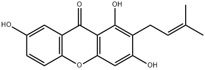 1,3,7-トリヒドロキシ-2-(3-メチル-2-ブテニル)キサントン 化学構造式