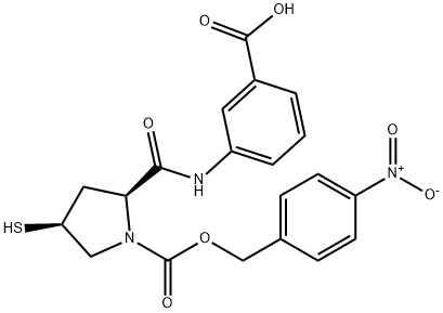 3-[[[(2S,4S)-4-Mercapto-1-(4-nitrobenzyloxy)carbonyl-2-pyrrolidinyl]carbonyl]amino]benzoic acid Structure