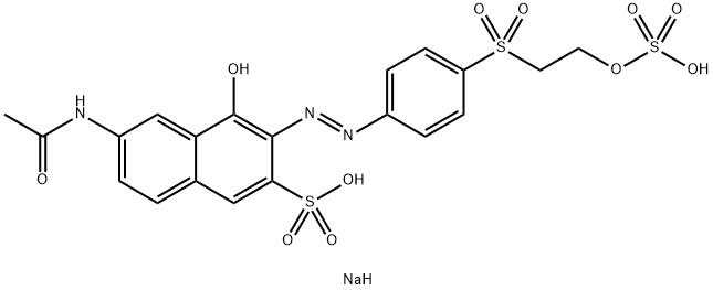 6-(アセチルアミノ)-4-ヒドロキシ-3-[[4-[[2-(スルホオキシ)エチル]スルホニル]フェニル]アゾ]-2-ナフタレンスルホン酸二ナトリウム 化学構造式