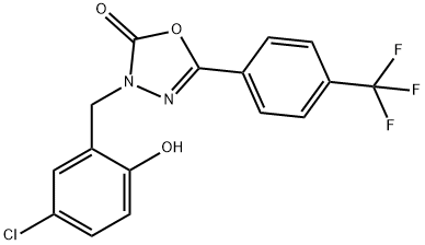 3-(5-CHLORO-2-HYDROXYBENZYL)-5-(4-(TRIFLUOROMETHYL)PHENYL)-1,3,4-OXADIAZOL-2(3H)-ONE,202821-81-6,结构式