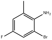 2-ブロモ-4-フルオロ-6-メチルアニリン 化学構造式