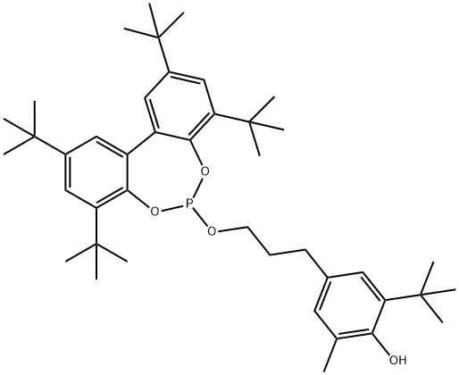 2-(叔丁基)-6-甲基-4-(3-((2,4,8,10-四(叔丁基)二苯并[D,F][1,3,2]二恶磷环庚烷-6-基)氧)丙基)苯酚, 203255-81-6, 结构式