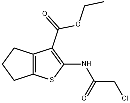 2-[(クロロアセチル)アミノ]-5,6-ジヒドロ-4H-シクロペンタ[B]チオフェン-3-カルボン酸エチル 化学構造式