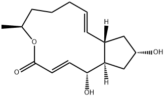 (1R,2E,6S,10E,11aS,13S,14aR)-1,6,7,8,9,11a,12,13,14,14a-デカヒドロ-1,13-ジヒドロキシ-6-メチル-4H-シクロペンタ[f]オキサシクロトリデシン-4-オン 化学構造式