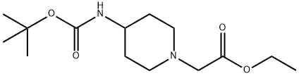 エチル 2-(4-(TERT-ブトキシカルボニルアミノ)ピペリジン-1-イル)アセテート 化学構造式