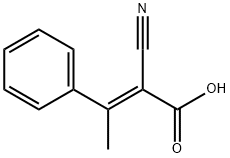 (E)-2-シアノ-3-フェニル-2-ブテン酸 化学構造式