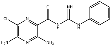 3,5-ジアミノ-6-クロロ-N-[イミノ(フェニルアミノ)メチル]ピラジン-2-カルボアミド 化学構造式