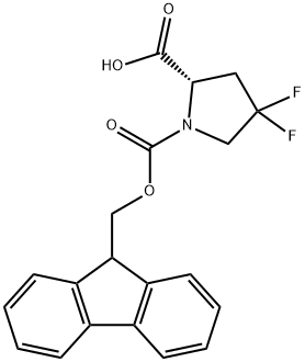 1-(9H-フルオレン-9-イルメトキシカルボニル)-4,4-ジフルオロ-L-プロリン 化学構造式