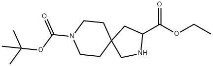 2,8-Diaza-spiro[4.5]decane-3,8-dicarboxylic acid 8-tert-butyl ester 3-ethyl ester Struktur