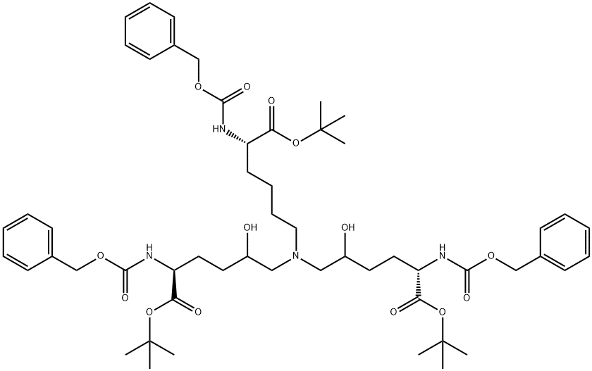 (5S,15S)-5,15-Bis[(tert-butyloxy)carbonyl]-10-[(5S)-6-(tert-butyloxy)-6-oxo-5-[[(benzyloxy)carbonyl]aMino]hexyl]-8,12-dihydroxy-3-oxo-1-phenyl-2-oxa-4,10,16-triazaheptadecan-17-oic Acid Benzyl Ester Structure
