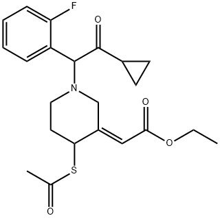 (E)-[4-(Acetylthio)-1-[2-cyclopropyl-1-(2-fluorophenyl)-2-oxoethyl]-3-piperidinylidene]acetic Acid Ethyl Ester (Mixture of Diastereomers) Structure