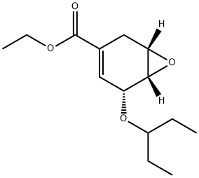 (3R,4S,5S)-4,5-エポキシ-3-(1-エチルプロポキシ)シクロヘキス-1-エン-1-カルボン酸エチル 化学構造式