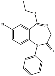7-クロロ-5-エトキシ-1-フェニル-1H-1,4-ベンゾジアゼピン-2(3H)-オン 化学構造式
