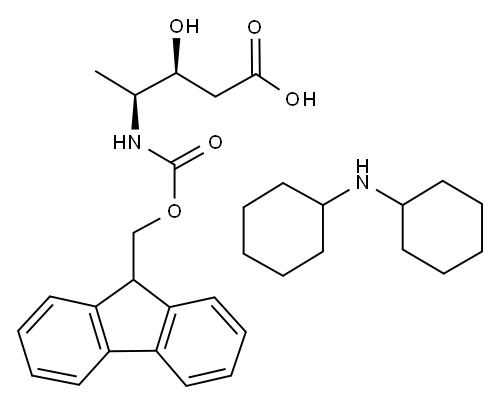 N-芴甲氧羰基-(3S,4S)-4-氨基-3-羟基戊酸二环己胺盐, 204316-31-4, 结构式