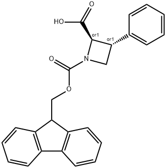 FMOC-TRANS-3-フェニルアゼチジン-2-カルボン酸 化学構造式