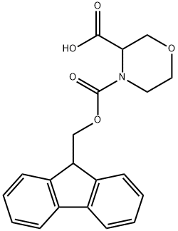 4-[(9H-フルオレン-9-イルメトキシ)カルボニル]モルホリン-3-カルボン酸 化学構造式
