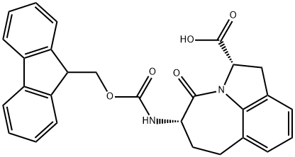 Azepino[3,2,1-hi]indole-2-carboxylicacid,1,2,4,5,6,7-hexahydro-5-[[(9H-fluoren-9-ylmethoxy)carbonyl]amino]-4-oxo-,(2S,9S)-(9CI) Structure