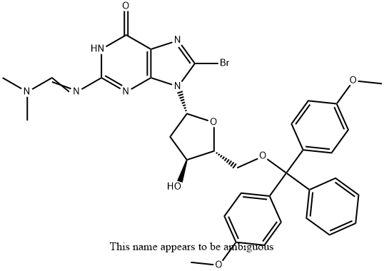 8-BROMO-5'-O-(DIMETHOXYTRITYL)-N2-(DIMETHYLAMINOMETHYLIDENE)-2'-DEOXYGUANOSINE Struktur