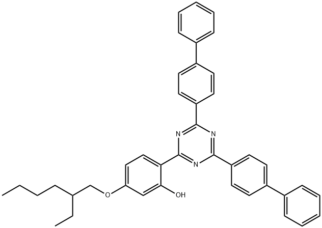 2-[4,6-Bis([1,1'-biphenyl]-4-yl)-1,3,5-triazin-2-yl]-5-[(2-ethylhexyl)oxy]phenol Struktur