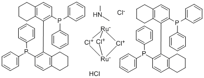 Dimethylammoniumdichlorotri(mu-chloro)bis[(R)-(+)-2,2'-bis(diphenylphosphino)-5,5',6,6',7,7',8,8'-octahydro-1,1'-binaphthyl]diruthenate(II) Structure