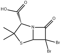 (2S)-6,6-dibromo-3,3-dimethyl-7-oxo-4-thia-1-aza-bicyclo[3.2.0]heptane-2-carboxylic acid 化学構造式