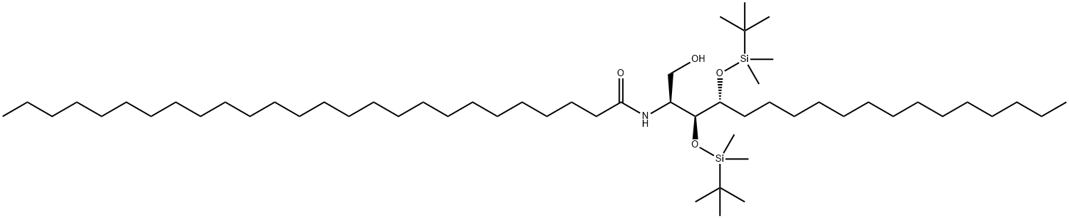 (2S,3S,4R)-3,4-Bis[(tert-butyldimethylsilyl)oxy]-2-hexacosanoylamino-4-octadecanol, 205371-68-2, 结构式