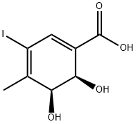 (2R,3S)-1-CARBOXY-5-IODO-4-METHYL-2,3-DIHYDROXYCYCLOHEXA-4,6-DIENE Structure