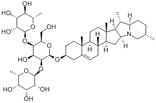 ソラニダ-5-エン-3β-イル2-O,4-O-ジ(6-デオキシ-α-L-マンノピラノシル)-β-D-グルコピラノシド 化学構造式