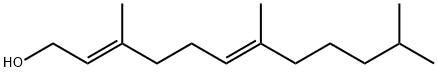 (2E,6E)-3,7,11-トリメチル-2,6-ドデカジエン-1-オール 化学構造式